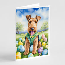 Load image into Gallery viewer, Airedale Terrier Easter Egg Hunt Greeting Cards - Blank Note Cards – 8-Pack of Artist-Designed Cards with Envelopes