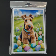 Load image into Gallery viewer, Airedale Terrier Easter Egg Hunt Greeting Cards - Blank Note Cards – 8-Pack of Artist-Designed Cards with Envelopes