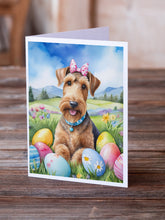 Load image into Gallery viewer, Airedale Terrier Easter Egg Hunt Greeting Cards - Blank Note Cards – 8-Pack of Artist-Designed Cards with Envelopes