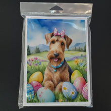 Load image into Gallery viewer, Airedale Terrier Easter Egg Hunt Greeting Cards - Blank Note Cards – 8-Pack of Artist-Designed Cards with Envelopes