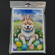 Load image into Gallery viewer, Akita Easter Egg Hunt Greeting Cards - Blank Note Cards – 8-Pack of Artist-Designed Cards with Envelopes