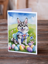 Load image into Gallery viewer, Alaskan Klee Kai Easter Egg Hunt Greeting Cards - Blank Note Cards – 8-Pack of Artist-Designed Cards with Envelopes