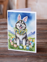 Load image into Gallery viewer, Alaskan Malamute Easter Egg Hunt Greeting Cards - Blank Note Cards – 8-Pack of Artist-Designed Cards with Envelopes