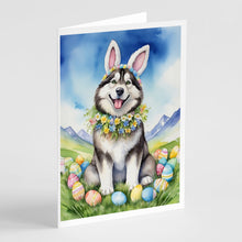 Load image into Gallery viewer, Alaskan Malamute Easter Egg Hunt Greeting Cards - Blank Note Cards – 8-Pack of Artist-Designed Cards with Envelopes