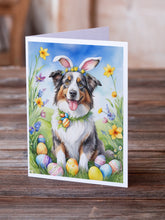 Load image into Gallery viewer, Australian Shepherd Easter Egg Hunt Greeting Cards - Blank Note Cards – 8-Pack of Artist-Designed Cards with Envelopes