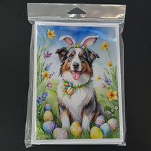 Load image into Gallery viewer, Australian Shepherd Easter Egg Hunt Greeting Cards - Blank Note Cards – 8-Pack of Artist-Designed Cards with Envelopes