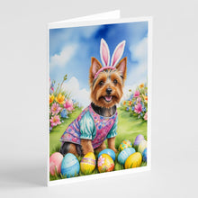 Load image into Gallery viewer, Australian Terrier Easter Egg Hunt Greeting Cards - Blank Note Cards – 8-Pack of Artist-Designed Cards with Envelopes