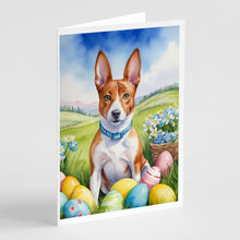 Load image into Gallery viewer, Basenji Easter Egg Hunt Greeting Cards - Blank Note Cards – 8-Pack of Artist-Designed Cards with Envelopes