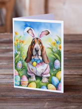 Load image into Gallery viewer, Basset Hound Easter Egg Hunt Greeting Cards - Blank Note Cards – 8-Pack of Artist-Designed Cards with Envelopes