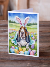 Load image into Gallery viewer, Basset Hound Easter Egg Hunt Greeting Cards - Blank Note Cards – 8-Pack of Artist-Designed Cards with Envelopes