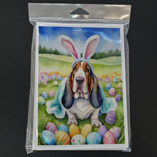 Load image into Gallery viewer, Basset Hound Easter Egg Hunt Greeting Cards - Blank Note Cards – 8-Pack of Artist-Designed Cards with Envelopes