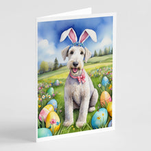 Load image into Gallery viewer, Bedlington Terrier Easter Egg Hunt Greeting Cards - Blank Note Cards – 8-Pack of Artist-Designed Cards with Envelopes