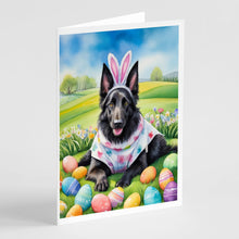 Load image into Gallery viewer, Belgian Sheepdog Easter Egg Hunt Greeting Cards - Blank Note Cards – 8-Pack of Artist-Designed Cards with Envelopes