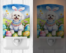 Load image into Gallery viewer, Bichon Frise Easter Egg Hunt Ceramic Night Light