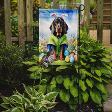Load image into Gallery viewer, Black and Tan Coonhound Easter Garden Flag - Easter Egg Hunt - Dog-Themed Spring Yard Decor