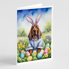 Load image into Gallery viewer, Bloodhound Easter Egg Hunt Greeting Cards - Blank Note Cards – 8-Pack of Artist-Designed Cards with Envelopes