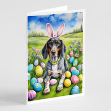 Load image into Gallery viewer, Bluetick Coonhound Easter Egg Hunt Greeting Cards - Blank Note Cards – 8-Pack of Artist-Designed Cards with Envelopes