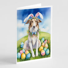 Load image into Gallery viewer, Borzoi Easter Egg Hunt Greeting Cards - Blank Note Cards – 8-Pack of Artist-Designed Cards with Envelopes