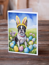 Load image into Gallery viewer, Boston Terrier Easter Egg Hunt Greeting Cards - Blank Note Cards – 8-Pack of Artist-Designed Cards with Envelopes