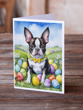 Load image into Gallery viewer, Boston Terrier Easter Egg Hunt Greeting Cards - Blank Note Cards – 8-Pack of Artist-Designed Cards with Envelopes