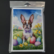 Load image into Gallery viewer, Boston Terrier Easter Egg Hunt Greeting Cards - Blank Note Cards – 8-Pack of Artist-Designed Cards with Envelopes