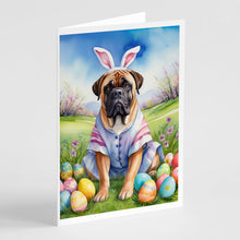 Load image into Gallery viewer, Bullmastiff Easter Egg Hunt Greeting Cards - Blank Note Cards – 8-Pack of Artist-Designed Cards with Envelopes