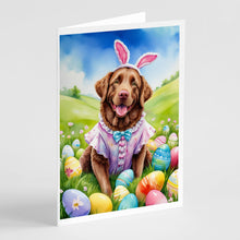 Load image into Gallery viewer, Chesapeake Bay Retriever Easter Egg Hunt Greeting Cards - Blank Note Cards – 8-Pack of Artist-Designed Cards with Envelopes