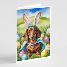 Load image into Gallery viewer, Dachshund Easter Egg Hunt Greeting Cards - Blank Note Cards – 8-Pack of Artist-Designed Cards with Envelopes