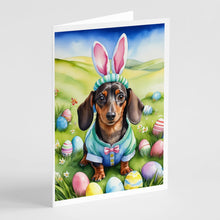 Load image into Gallery viewer, Dachshund Easter Egg Hunt Greeting Cards - Blank Note Cards – 8-Pack of Artist-Designed Cards with Envelopes