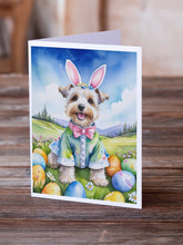 Load image into Gallery viewer, Dandie Dinmont Terrier Easter Egg Hunt Greeting Cards - Blank Note Cards – 8-Pack of Artist-Designed Cards with Envelopes
