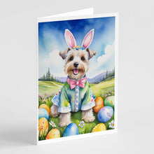 Load image into Gallery viewer, Dandie Dinmont Terrier Easter Egg Hunt Greeting Cards - Blank Note Cards – 8-Pack of Artist-Designed Cards with Envelopes