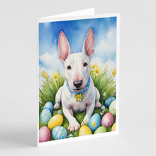 Load image into Gallery viewer, English Bull Terrier Easter Egg Hunt Greeting Cards - Blank Note Cards – 8-Pack of Artist-Designed Cards with Envelopes