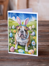 Load image into Gallery viewer, English Bulldog Easter Egg Hunt Greeting Cards - Blank Note Cards – 8-Pack of Artist-Designed Cards with Envelopes
