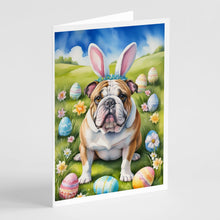 Load image into Gallery viewer, English Bulldog Easter Egg Hunt Greeting Cards - Blank Note Cards – 8-Pack of Artist-Designed Cards with Envelopes