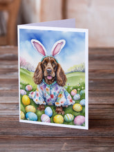 Load image into Gallery viewer, English Cocker Spaniel Easter Egg Hunt Greeting Cards - Blank Note Cards – 8-Pack of Artist-Designed Cards with Envelopes