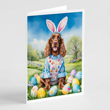 Load image into Gallery viewer, English Cocker Spaniel Easter Egg Hunt Greeting Cards - Blank Note Cards – 8-Pack of Artist-Designed Cards with Envelopes
