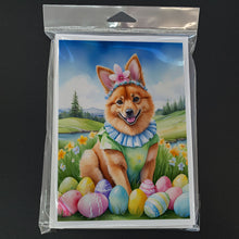 Load image into Gallery viewer, Finnish Spitz Easter Egg Hunt Greeting Cards - Blank Note Cards – 8-Pack of Artist-Designed Cards with Envelopes