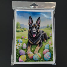 Load image into Gallery viewer, Black German Shepherd Easter Egg Hunt Greeting Cards - Blank Note Cards – 8-Pack of Artist-Designed Cards with Envelopes