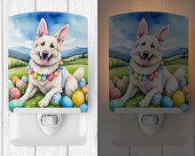 Load image into Gallery viewer, White German Shepherd Easter Egg Hunt Ceramic Night Light
