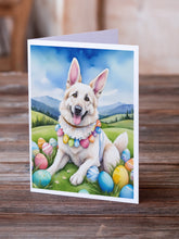 Load image into Gallery viewer, White German Shepherd Easter Egg Hunt Greeting Cards - Blank Note Cards – 8-Pack of Artist-Designed Cards with Envelopes