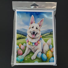 Load image into Gallery viewer, White German Shepherd Easter Egg Hunt Greeting Cards - Blank Note Cards – 8-Pack of Artist-Designed Cards with Envelopes