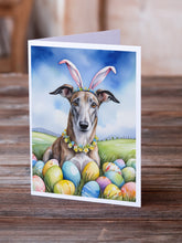Load image into Gallery viewer, Greyhound Easter Egg Hunt Greeting Cards - Blank Note Cards – 8-Pack of Artist-Designed Cards with Envelopes