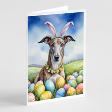 Load image into Gallery viewer, Greyhound Easter Egg Hunt Greeting Cards - Blank Note Cards – 8-Pack of Artist-Designed Cards with Envelopes