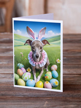 Load image into Gallery viewer, Italian Greyhound Easter Egg Hunt Greeting Cards - Blank Note Cards – 8-Pack of Artist-Designed Cards with Envelopes