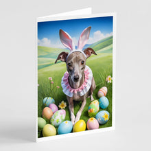 Load image into Gallery viewer, Italian Greyhound Easter Egg Hunt Greeting Cards - Blank Note Cards – 8-Pack of Artist-Designed Cards with Envelopes