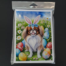 Load image into Gallery viewer, Japanese Chin Easter Egg Hunt Greeting Cards - Blank Note Cards – 8-Pack of Artist-Designed Cards with Envelopes