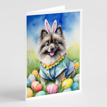 Load image into Gallery viewer, Keeshond Easter Egg Hunt Greeting Cards - Blank Note Cards – 8-Pack of Artist-Designed Cards with Envelopes