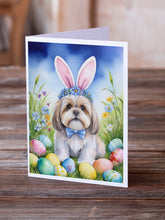 Load image into Gallery viewer, Lhasa Apso Easter Egg Hunt Greeting Cards - Blank Note Cards – 8-Pack of Artist-Designed Cards with Envelopes
