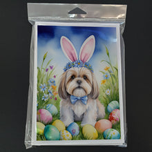 Load image into Gallery viewer, Lhasa Apso Easter Egg Hunt Greeting Cards - Blank Note Cards – 8-Pack of Artist-Designed Cards with Envelopes