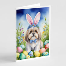 Load image into Gallery viewer, Lhasa Apso Easter Egg Hunt Greeting Cards - Blank Note Cards – 8-Pack of Artist-Designed Cards with Envelopes